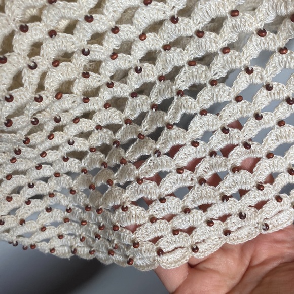 Marisa Christina linen blend beaded open knit crochet cardigan size XL - Picture 7 of 12